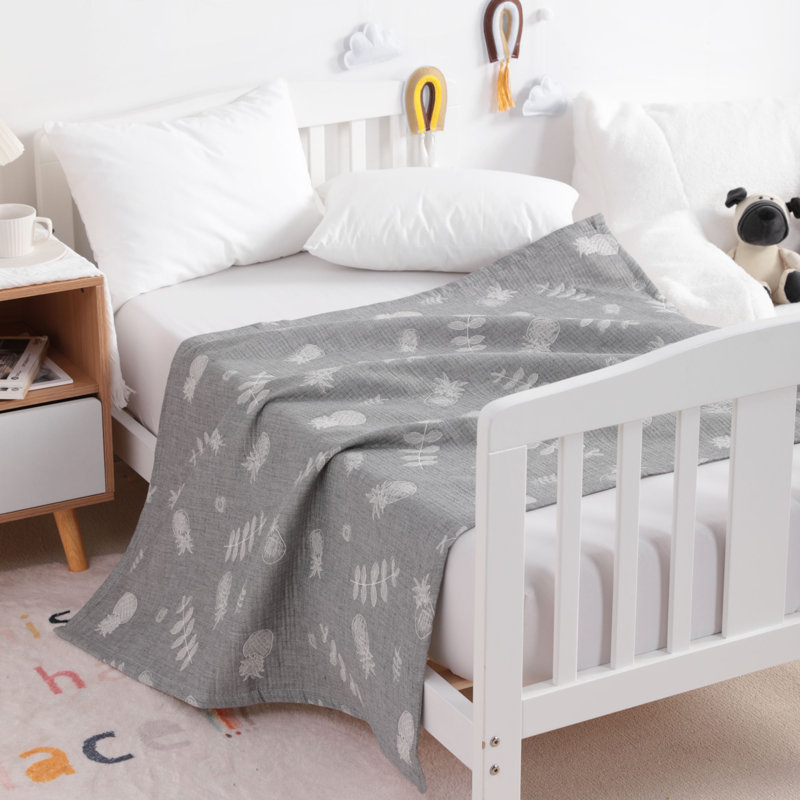 Couverture pour tout-petits 3 couches, couvertures en jacquard de coton mousseline - NTBAY, Trèfle bleu, Jeté