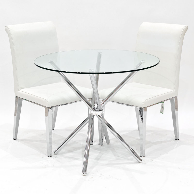 Desborough 2 - Person Dining Set, Chrome, White