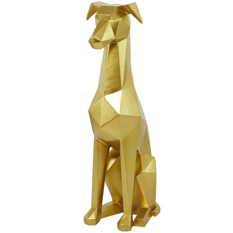 Gold Geometric Resin Dog Sculpture