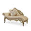 Chaise longue de style européen en bois massif, cuir et or sculpté, pour chambre et salon