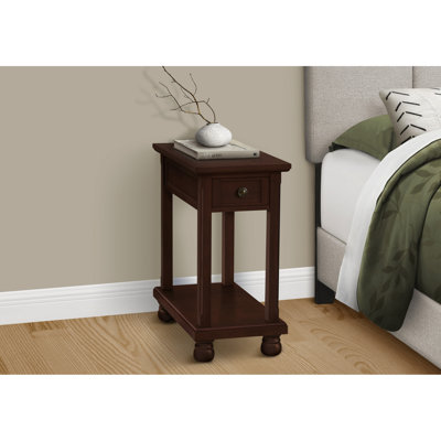 Table d'appoint avec rangement pour chambre à coucher à bout étroit - placage coloré et espace de rangement