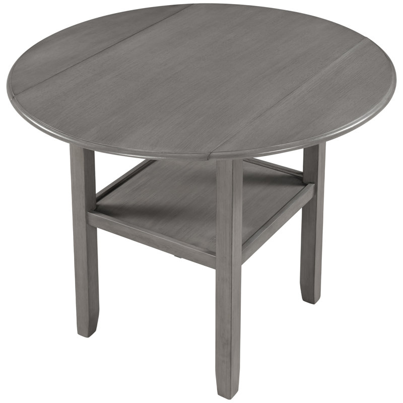 Latitude Run® Round Counter Height Kitchen Dining Table With Drop Leaf