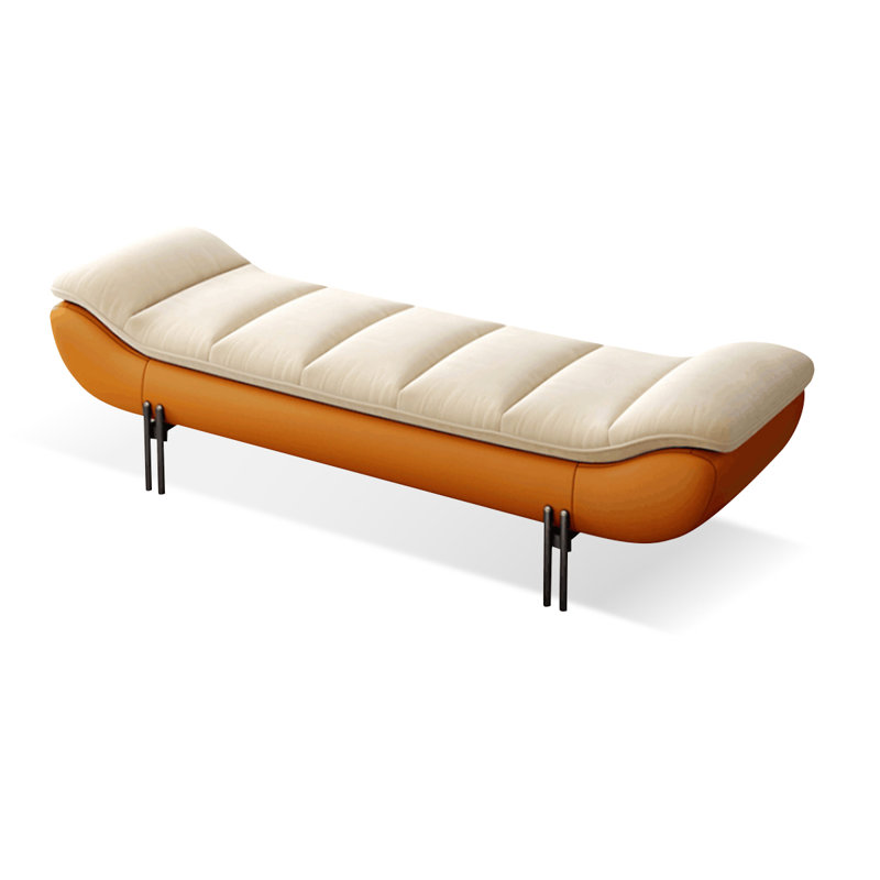 Upholstered Bench, 16.54"H x 47.24"W x 19.69"D, Beige/Orange