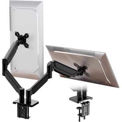 Support à deux écrans pour bras de moniteur de bureau pour 2 écrans avec pince en C, base de montage à œillets pour écrans d'ordinateur de 13 à 32 pouces - Accessoires de bureau