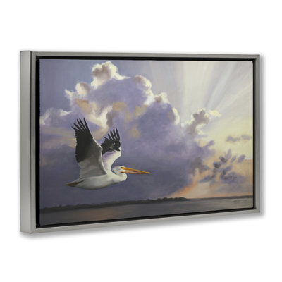 Toile flottante encadrée "Dawn Sunrise Pelican Brown" par D. Rust