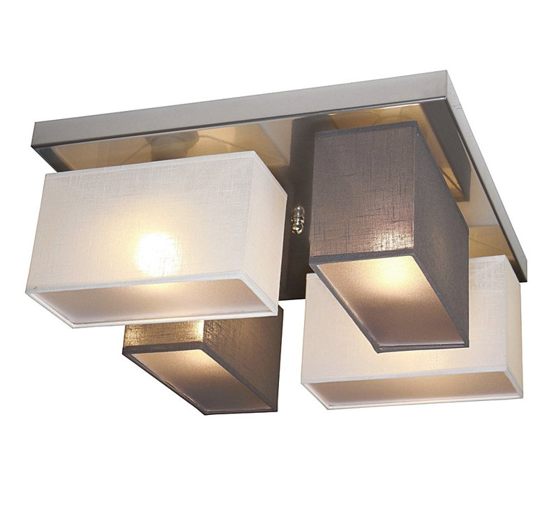 Partridge Fabric Semi Flush Mount, White/Graphite
