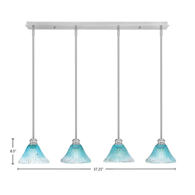 Luminaire suspendu linéaire 4 lumières avec verre de 7 po Edge, Nickel brossé