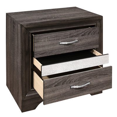 Table de chevet tendance pour chambre à coucher - largeur 26 po, compartiment caché, sans assemblage, mobilier moderne avec porte-bijoux avec finition à deux tons 16,5 po