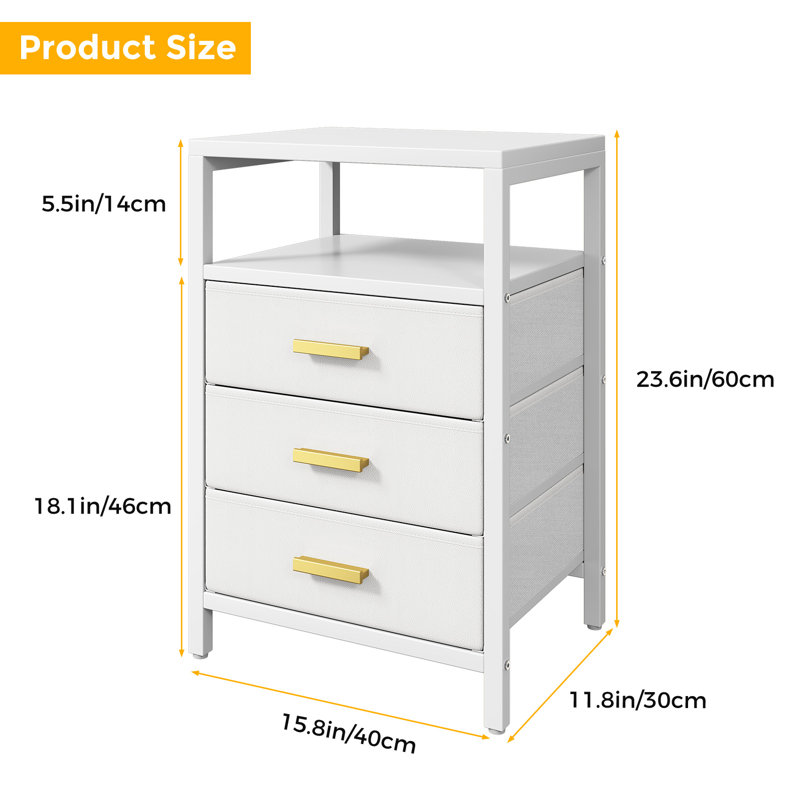 Nightstand With 3 Drawers & Open Shelf, Bedside Table, End Table For Bedroom Or Living Room