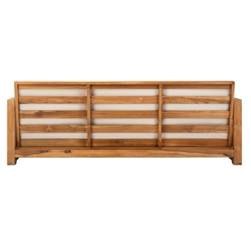 Guadeloupe 83.5" Wide Outdoor Teak Patio Sofa with Cushions