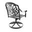 Chaise de patio pivotante en fonte d'aluminium 6 pièces avec structure noire et coussins bruns