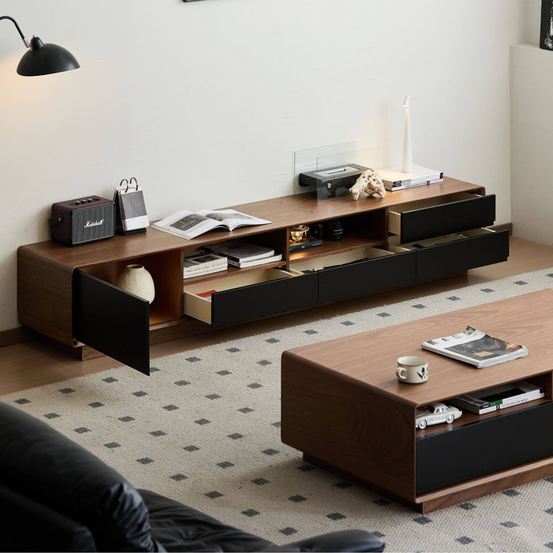 Meuble télé rétro en bois manufacturé brun noisette, 70.87