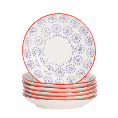 Nicola Spring - Hand-Printed Cappuccino Saucers - 14cm - Purple