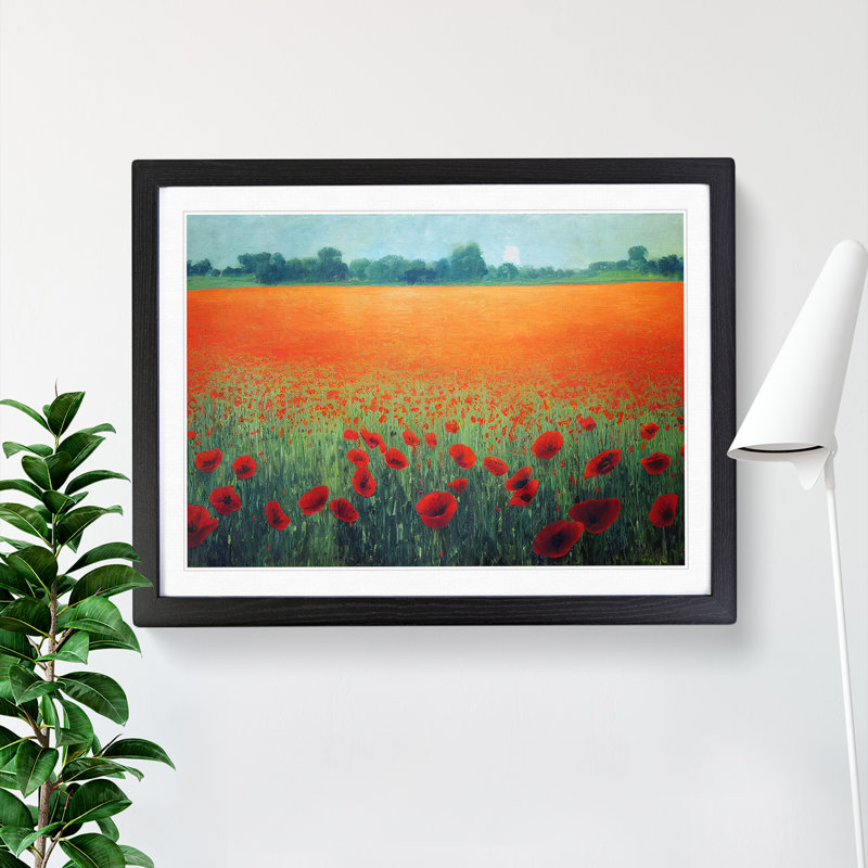 XH1022-8649X Superb Poppies Flowers 1 Piece Single Picture Frame Painting, 46cm H x 64cm W x 2cm D, Black