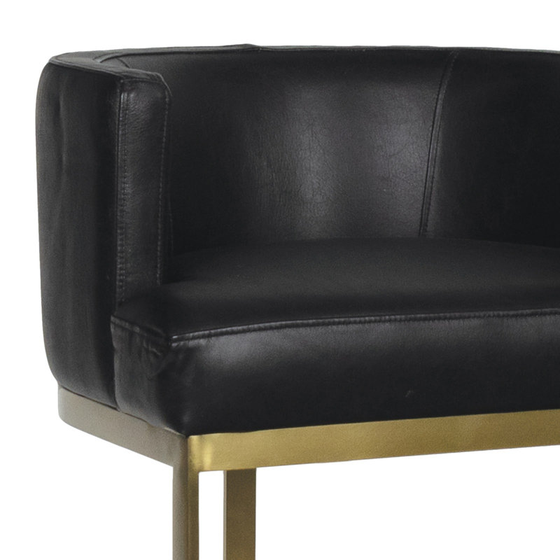 Owen Leather Stool, Black