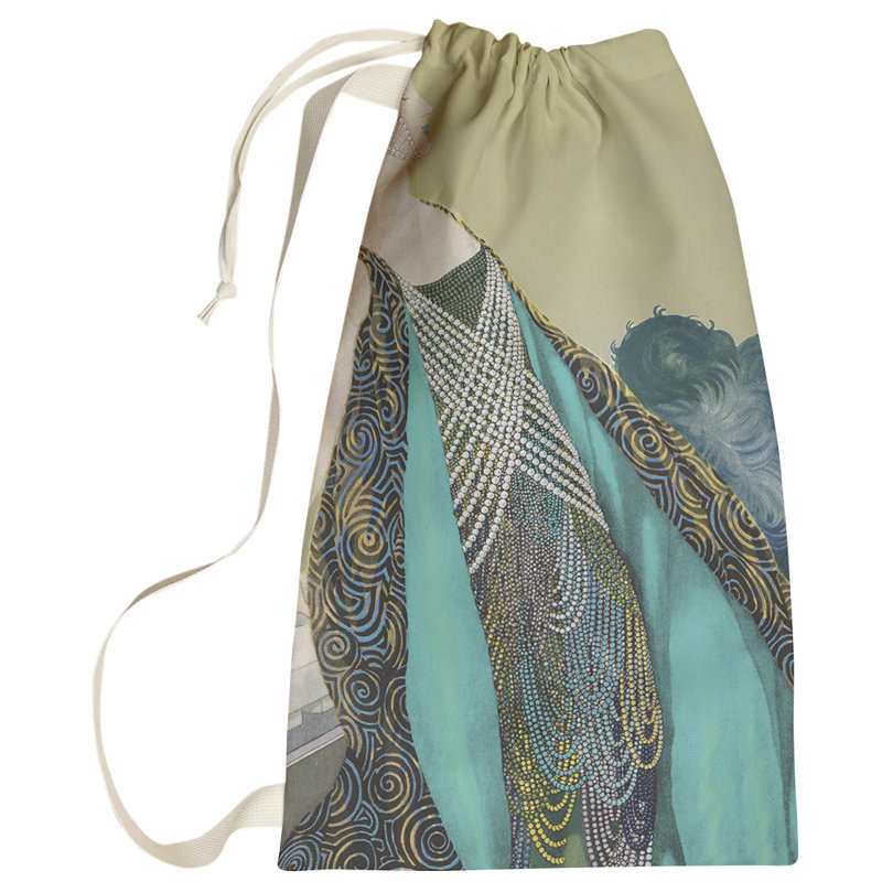 Roxbury Fabric Laundry Bag with Handles, Small ( 64" H x 20" W x 1.5" D), Beige/Gray/White