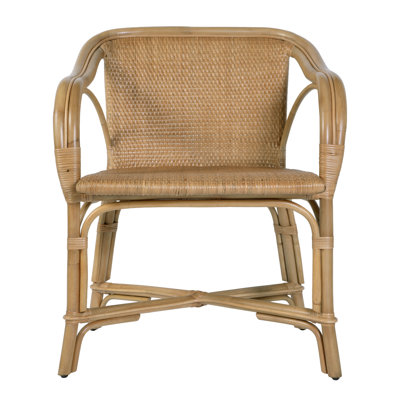 Portofino 18.75 In. Seat Height Rattan Arm Chair, Natural Brown