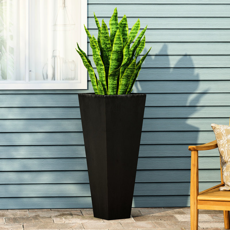 Jardinière en pierre 12,69 "H x 31,75", noir - Accessoire de jardin attrayant 13 "32,5", décoration