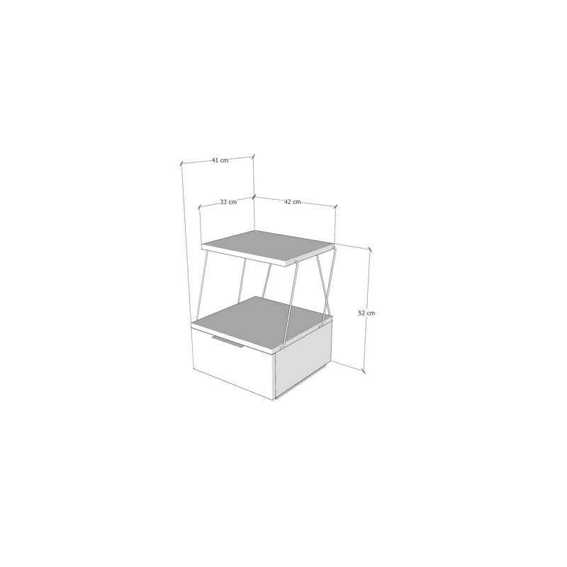 Table de chevet moderne avec tablette supérieure, 16,5 po x 20,5 po x 16,1 po | 100% panneau de particules enduit de mélamine, épaisseur: 0,7 pouce | Idéal pour la décoration industrielle et d'hôtel, design élégant et fonctionnel
