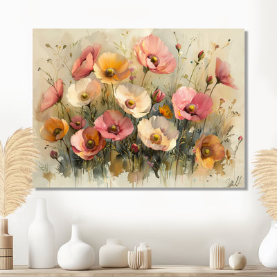 Pink White Buttercup Flower Meadow - Buttercups Wall Decor