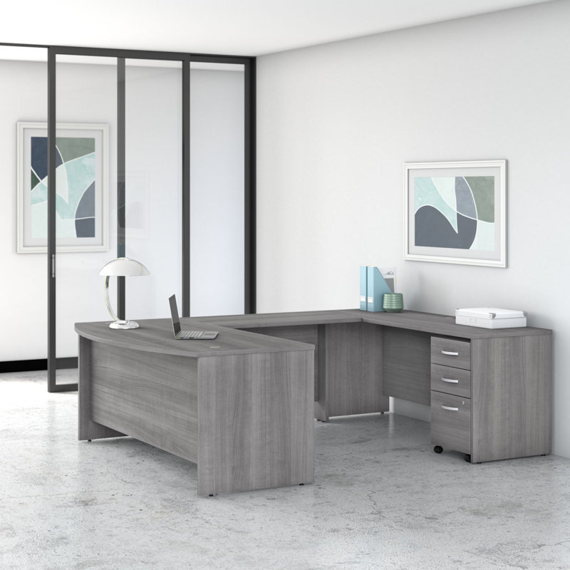 Studio C Modular U-Shaped Executive Desk, Platinum Gray