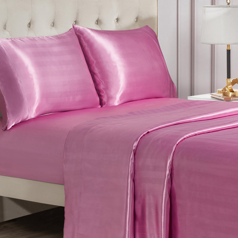 Juicy Couture Silky Satin Damask Sheet Sets, Pink, Twin Sheet Set
