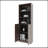 Stained Walnut Bookcase with Open Shelves and Concealed Storage, Perfect for Organizing and Displaying Collections.-883283878