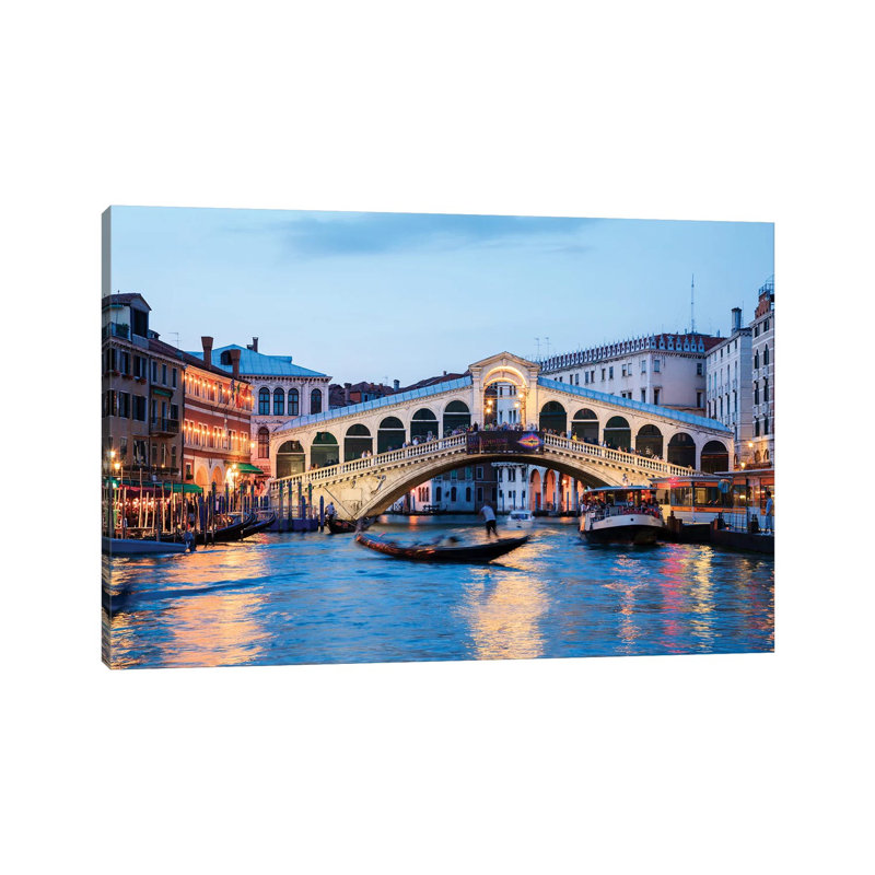Rialto Bridge At Night, Venice by Matteo Colombo - Wrapped Canvas Print, 20.32cm H x 30.48cm W x 1.91cm D