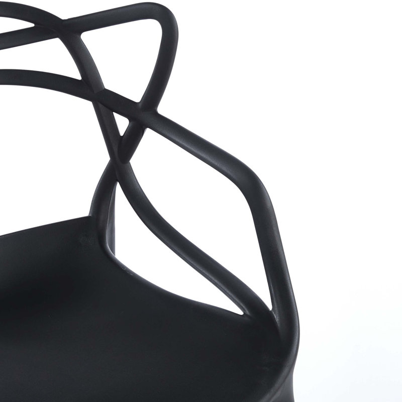 Chaise en plastique 4 pièces, Noir