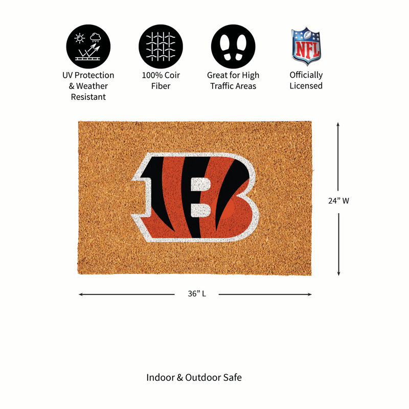 Grand tapis couleur coco Cincinnati Bengals, 36 po x 24 po