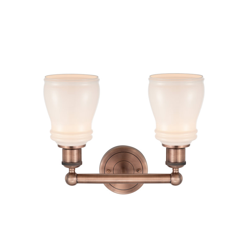 Éclairage pour meuble-lavabo à 2 lumières, Blanc, Cuivre antique