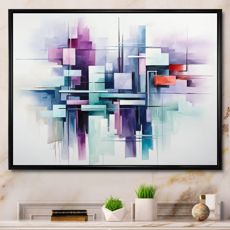 Suprématisme, illusions spatiales, Cadre flottant noir, H 30 po x l 40 po x P 1,5 po