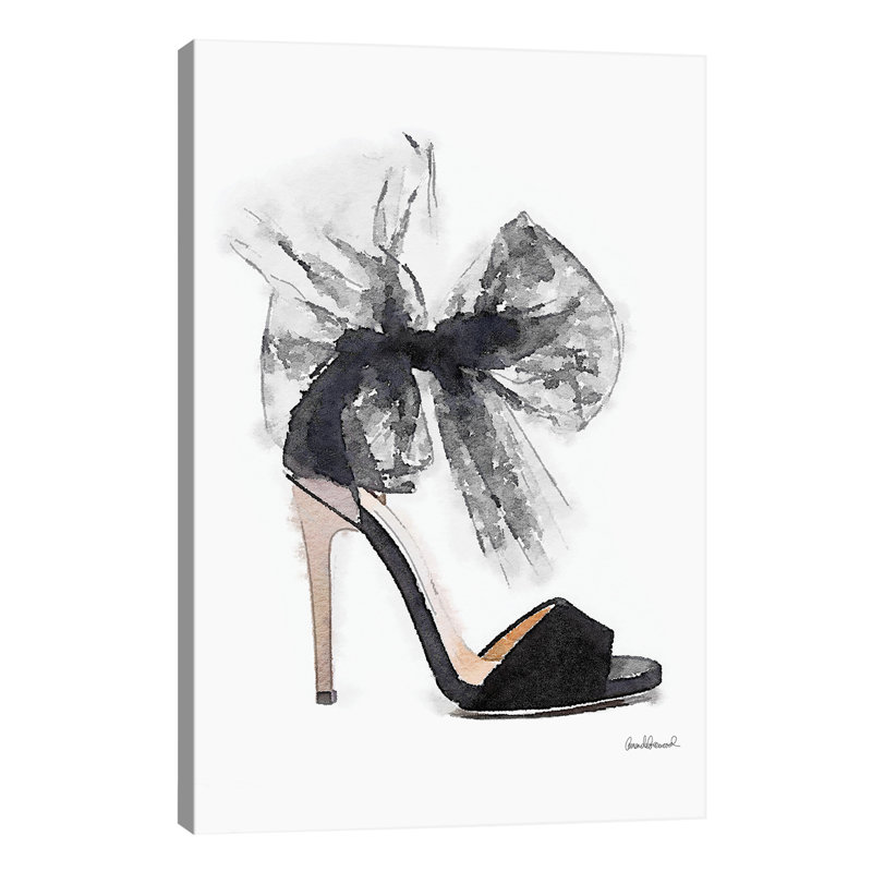 Fashion Shoe In Black Sheer by Amanda Greenwood - Painting on Canvas, 66.04 cm H x 45.72 cm W x 1.91 cm D, Wrapped Canvas