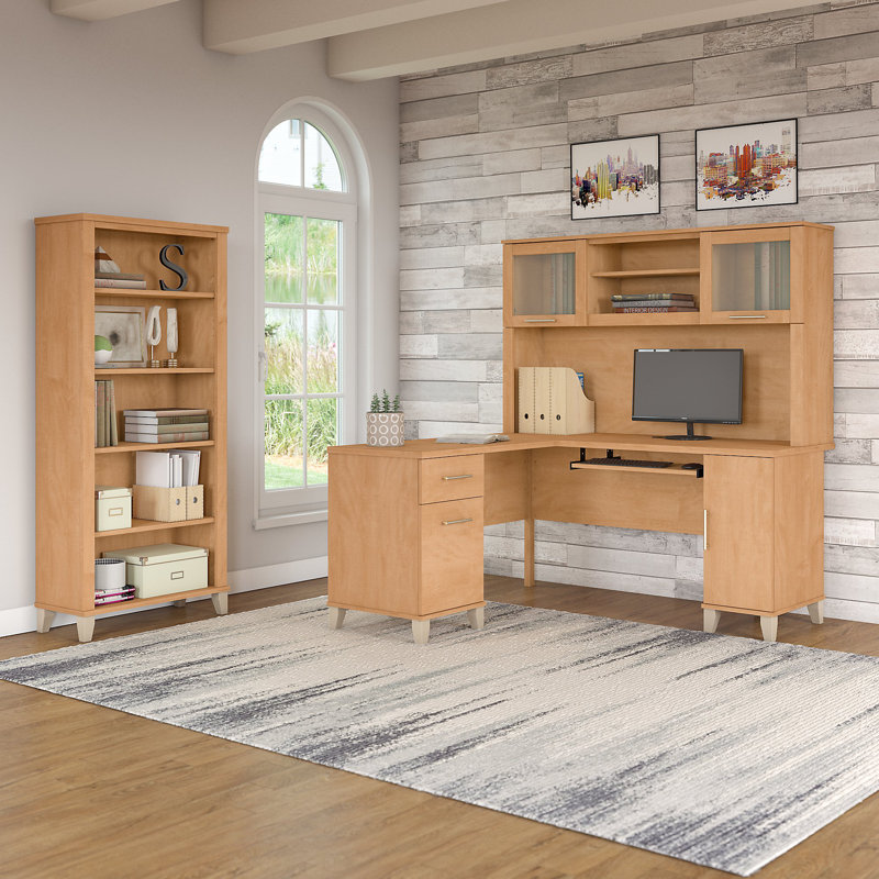 Magomed 3 Piece Computer Desk Office Set, Maple Cross