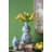 Porcelain Double Gourd Vase with Cherry Blossom Patterns - 7"Dia. x 13.5" - Blue/Green/White