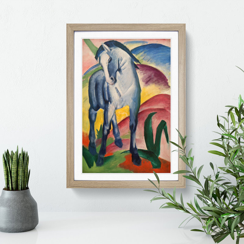 Blue Horse Vol.1 by Franz Marc - Picture Frame Graphic Art, 36cm H x 27cm W x 2cm D, Oak
