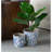 Ceramic Planters with Floral Motif - Set of 2 - Blue /White
