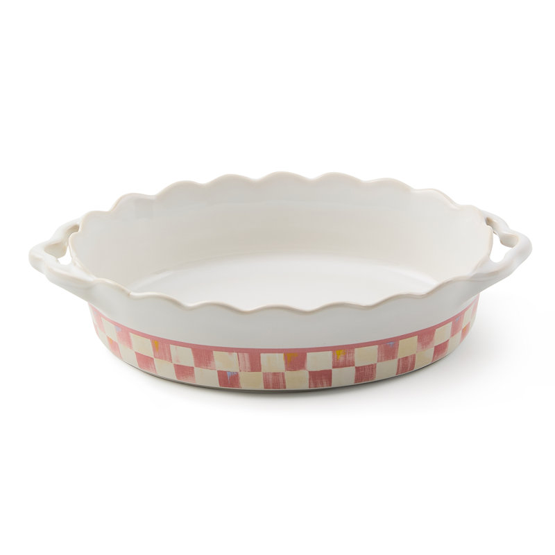 Boulanger ovale Sterling CheckEveryday, Blanc / Rose, 11.75" L x 9.75" W