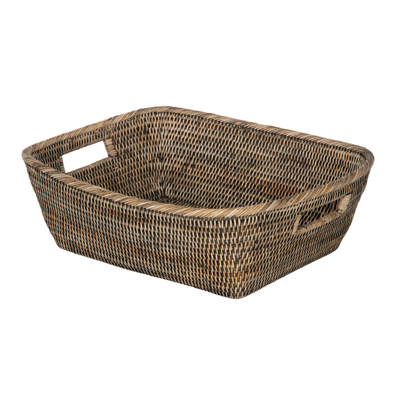 Panier en rotin Madson, Enduit noir