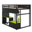 Structure contemporaine pour lit mezzanine double pleine grandeur, avec bureau, tablettes de rangement, lumières DEL, ports USB et panneau perforé-1538740092