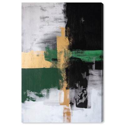 Gilded Green Shadows Canvas Green Abstract Art by Art Remedy
