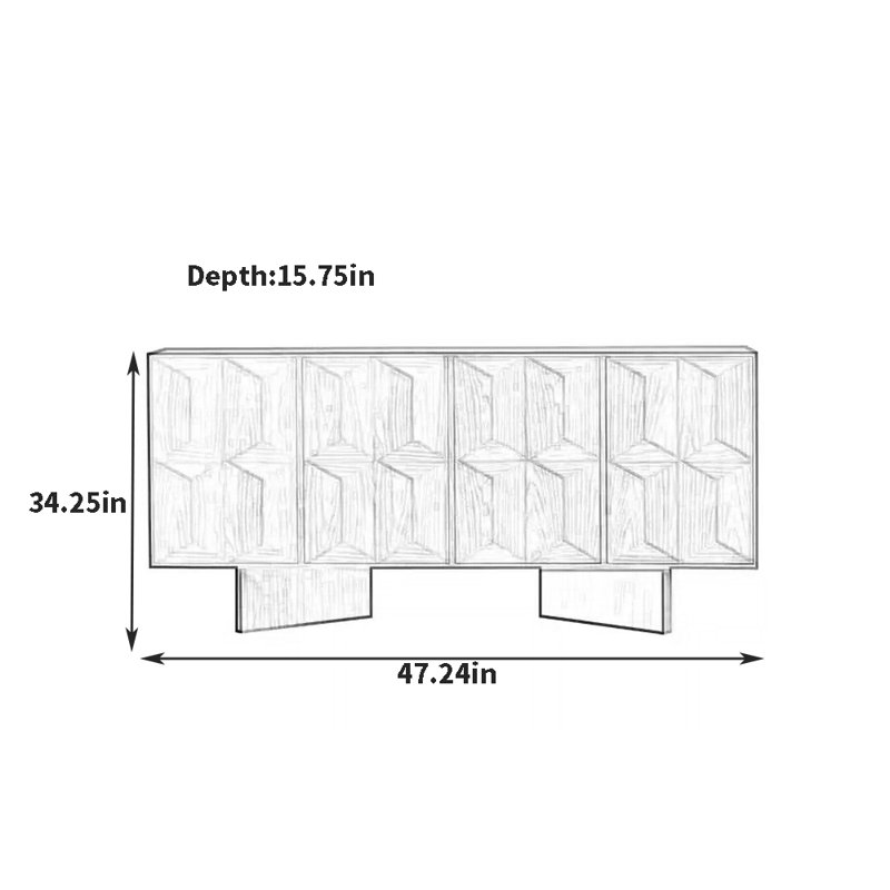 Multi-Functional High-End Sideboard, Burlywood, 34.25" H x 47.24" W x 15.75" D