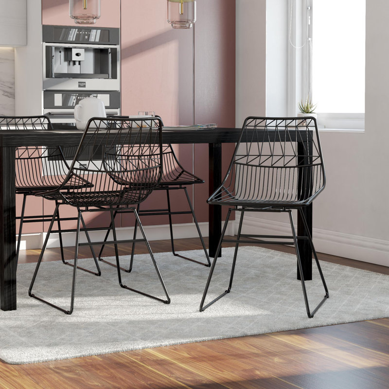 45.72cm H Metal Slat Back Side Chair, Black