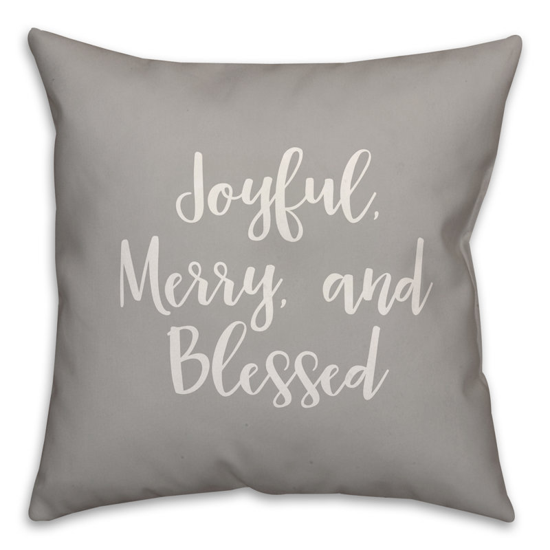  Coussin Joyful, Gris, Housse de coussin