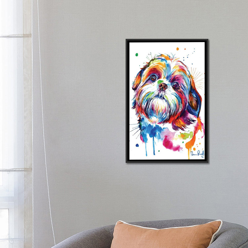 «Best Shih Tzu» par semaine - Mur de galerie sur toile, H 26 po x l 18 po x P 1,5 po, Toile avec cadre noir, Pas de tapis