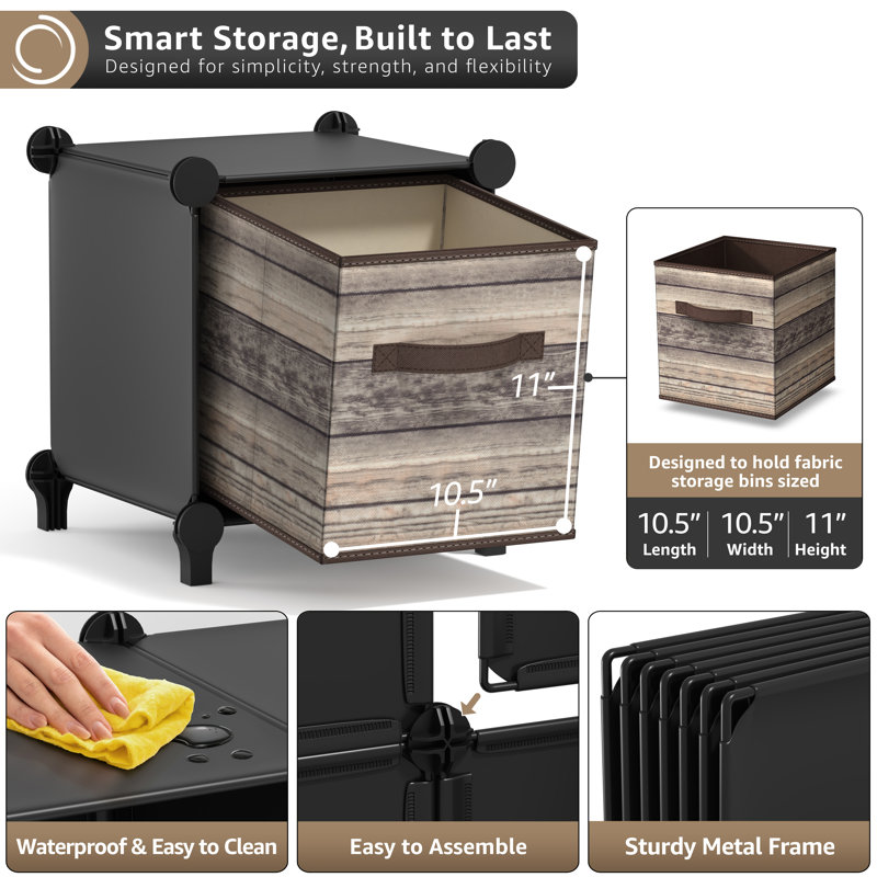 Sorbus Cube Storage Organizer – 4 Pack - Waterproof Cubby Shelf for Closet, Toys, Books, Shoes, Décor – Space-Saving Bookshelf for Bedroom, Living Room, Kids’ Room, or Office, Black, Set of 4