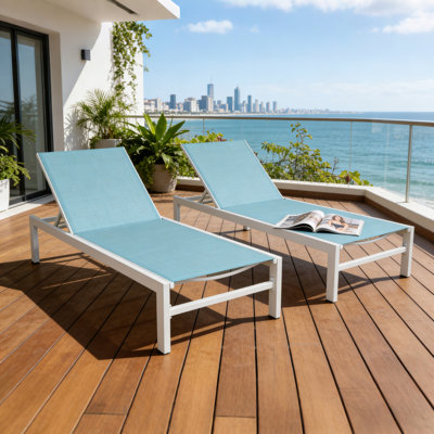 76.8" Long Aluminum Reclining Chaise Lounge Set by Latitude Run