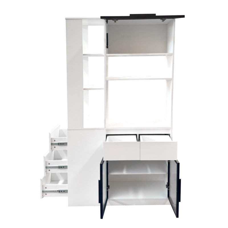 Grande armoire de rangement en bois 71 po pour entrée multifonctionnelle moderne, Blanc