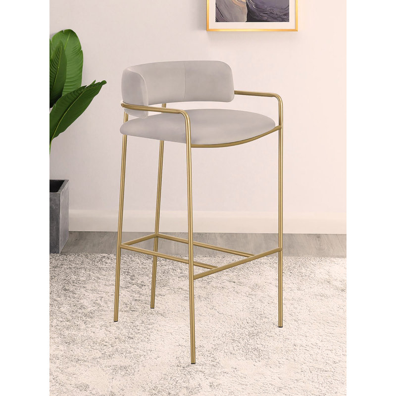 Tabouret à dossier bas gris et doré, Tabouret de bar (siège d'une hauteur de 30 po)