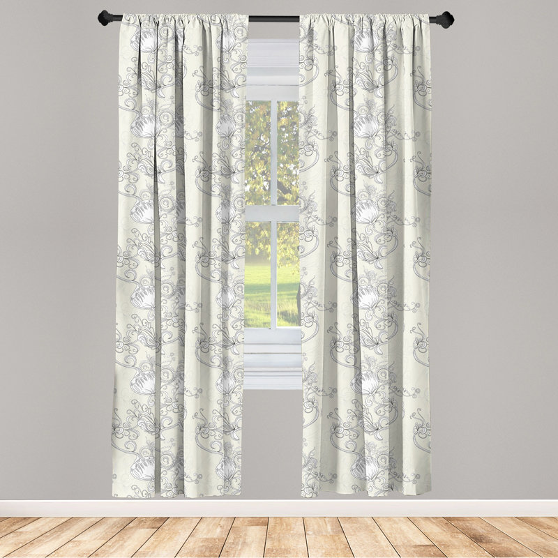 Art Nouveau Semi-Sheer Rod Pocket Curtain Panels, 28" x 95"